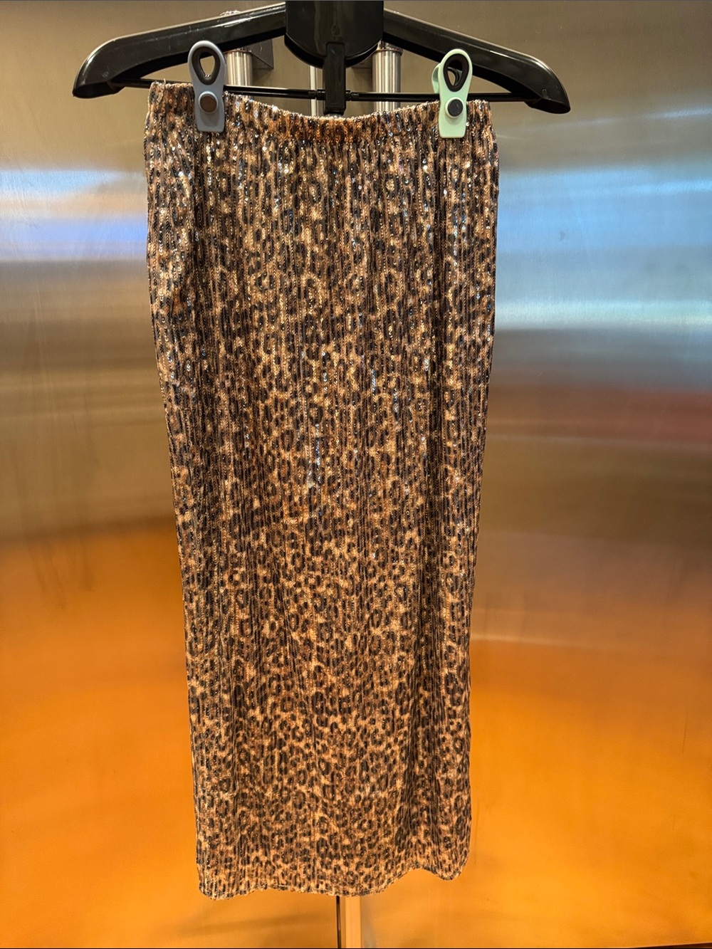 Elan Womens Sequin Knit Skirt - Brown